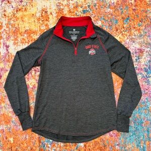 Ohio State Buckeyes Quarter Zip Pullover Women’s M Gray Red Colosseum Athletic